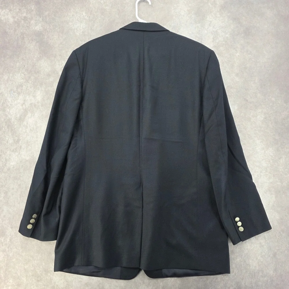 Brooks 346 Navy Blue Wool Cashmere Blazer Silver Crest Buttons Mens 46R Casual